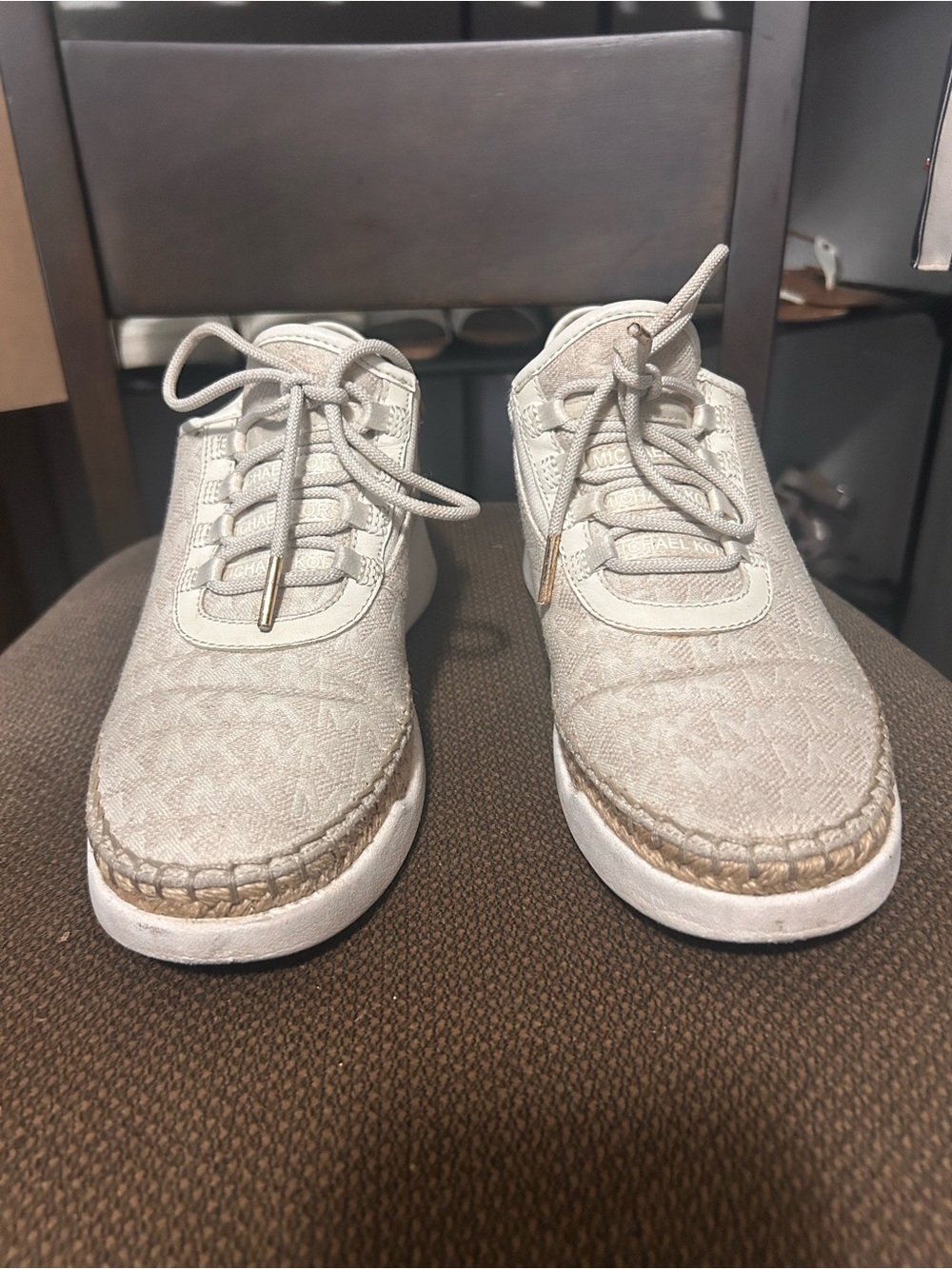 Michael Kors Light Beige Logo Lace-Up Espadrille Sneakers